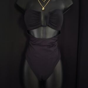 Zara Black Cutout Bandeau One-Piece